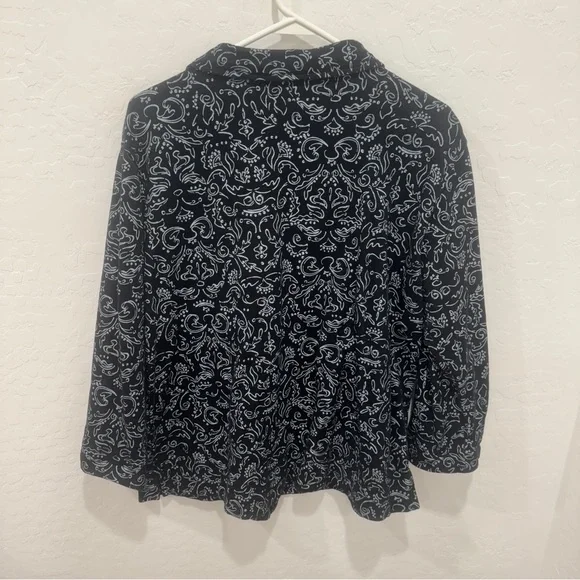 Fresh Produce Black White Print Button Front Cotton Beach Top Shirt Womens XL - Picture 5 of 5